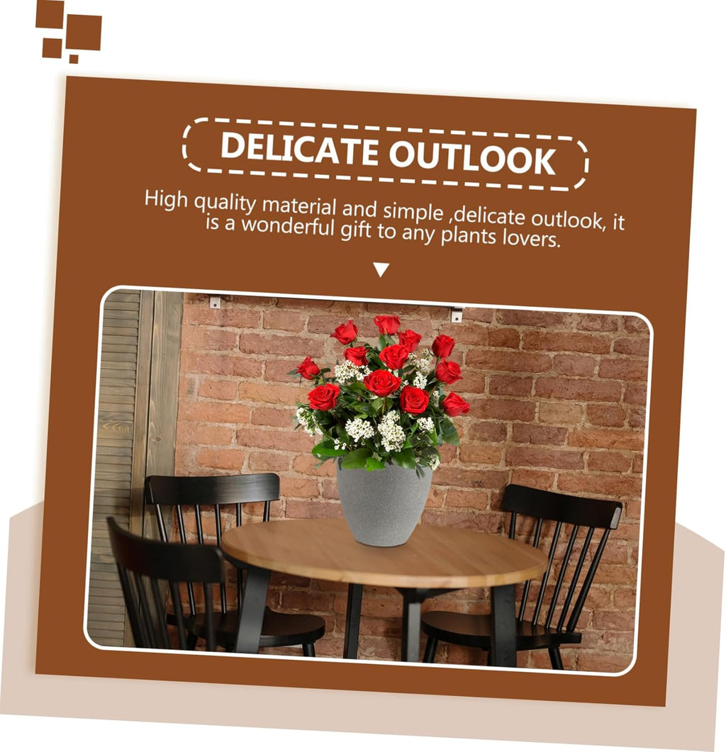 Imitation Stone Shape Resin Flower Planter Pot Round Succulent Container for Indoor and Outdoor Gardening Durable Frost-Resistant Easy to Maintain