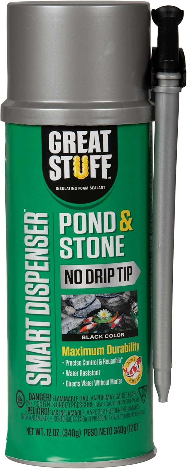 Pond Shield Pond Armor SKU-Clear-QT-R Non-Toxic 1.5-Quart Clear Epoxy Paint and Great Stuff 99112849 12 oz Black Smart Dispenser Pond & Stone Foam Sealant Bundle