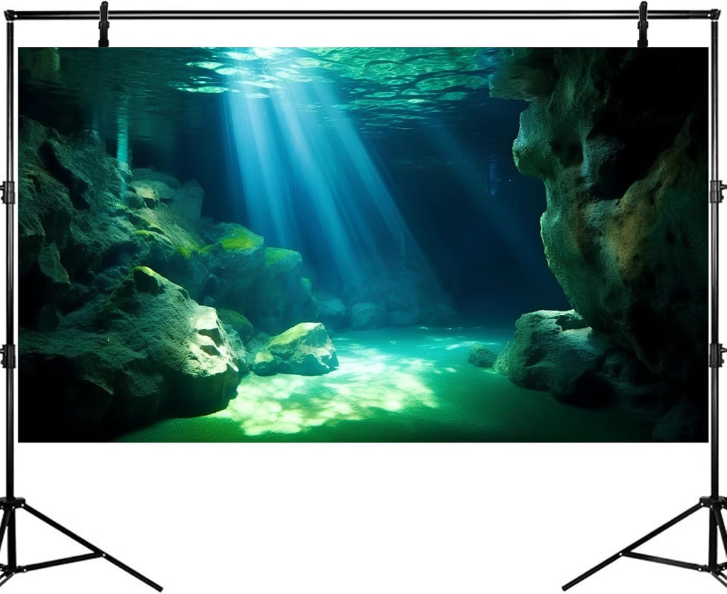 Underwater Fish Tank Background Under The Sea Cave Style Aquarium Background Ocean Floor Cave Sunlight Fish Tank Backdrop Tropical Fish Aquarium Terrarium Backgrounds Decorations 72x18in