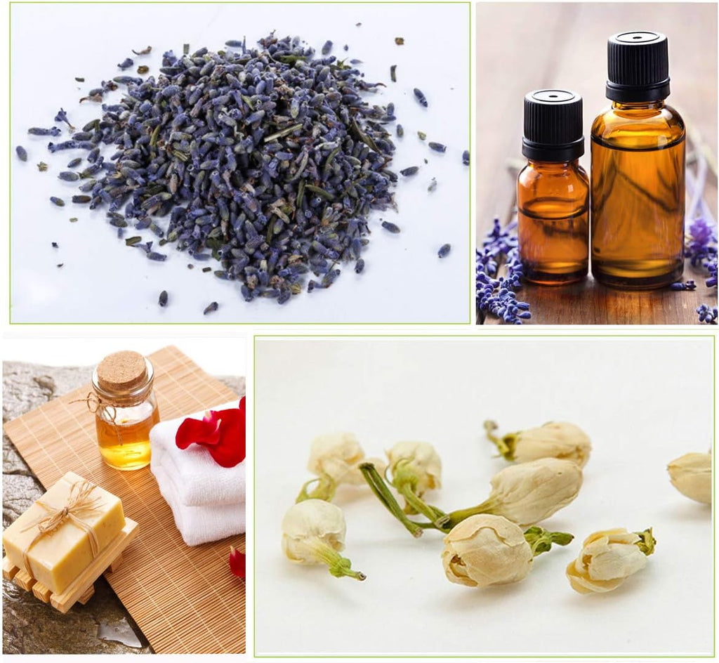 Dried Flowers- Edible Herbs Bulk of Lavender Buds, Rosebud, Jasmine, Chamomile, for Bath Bomb, Candle, Soap Making Kit