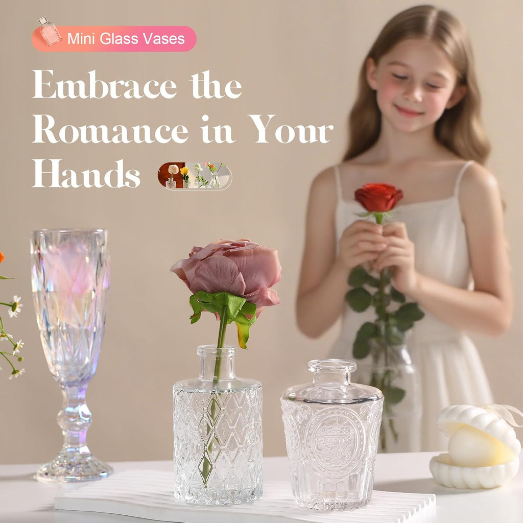 Set of 33 Bud Vases for Flowers, Small Glass Vases for Flowers,Small Vintage Glass Bottles for Rustic Wedding Centerpieces and Home Table Flower Decor