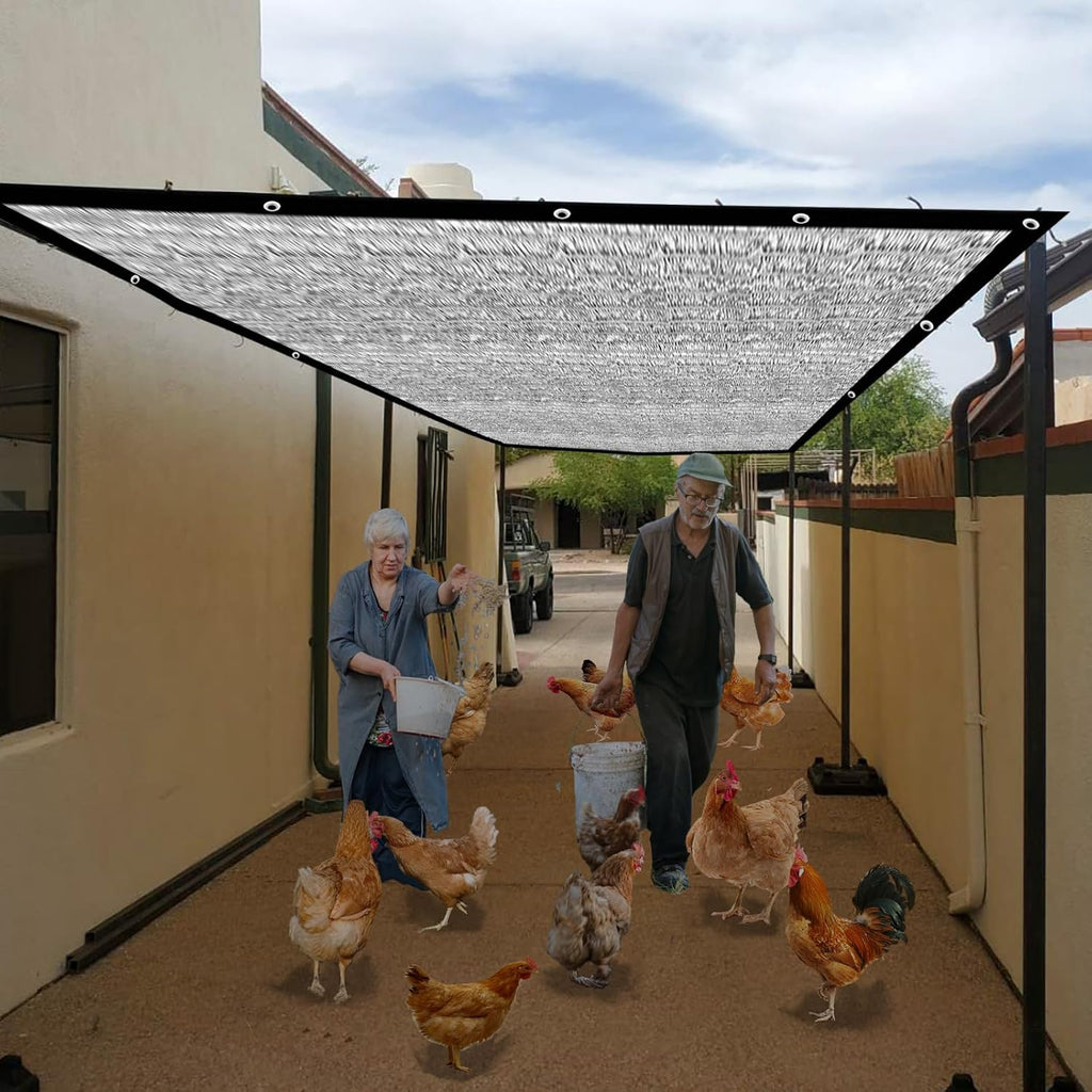 Shade Cloth-80% Aluminum Sunblock Neting,Durable Mesh Tarp with Grommets,Shade Cloth for Garden,Car, Outdoor Pergola,Greenhouse,Chicken Coop and Dog Kennel(Silver)