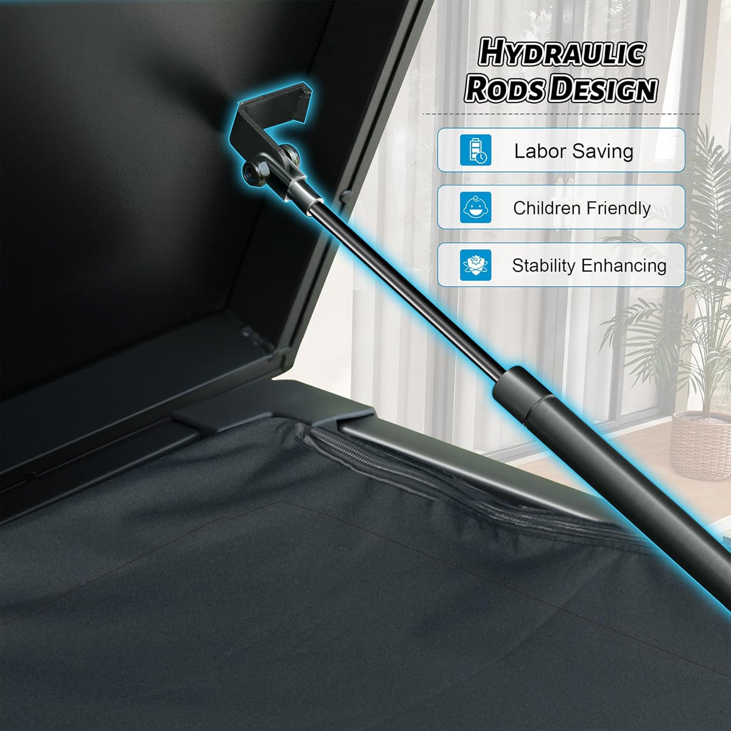 Outdoor Storage Box, 100 Gallon Metal Deck Box Built-in a Oxford Fabric Storage Bag, Lockable & Waterproof Outside Patio Storage Box for Cushions, Tools, Pool Floats- Grey