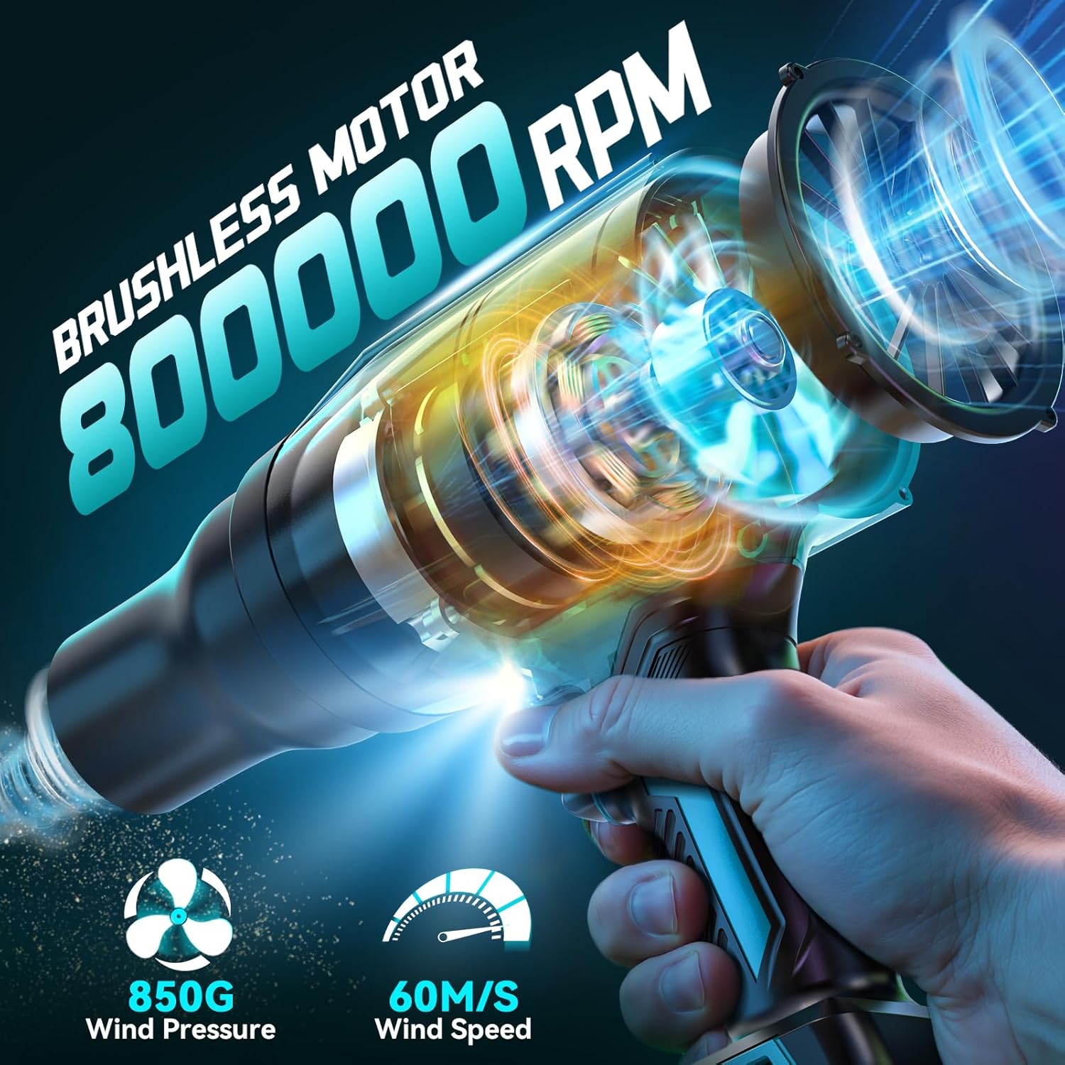 Leaf Blower Cordless Compatible with Makita 18V: Ecarke 800000RPM Portable Dust Cleaner, Electric Handheld Turbo Jet Blower Lightweight Brushless Motor for Patio Cleaning Garden Lawn Care (No Battery)