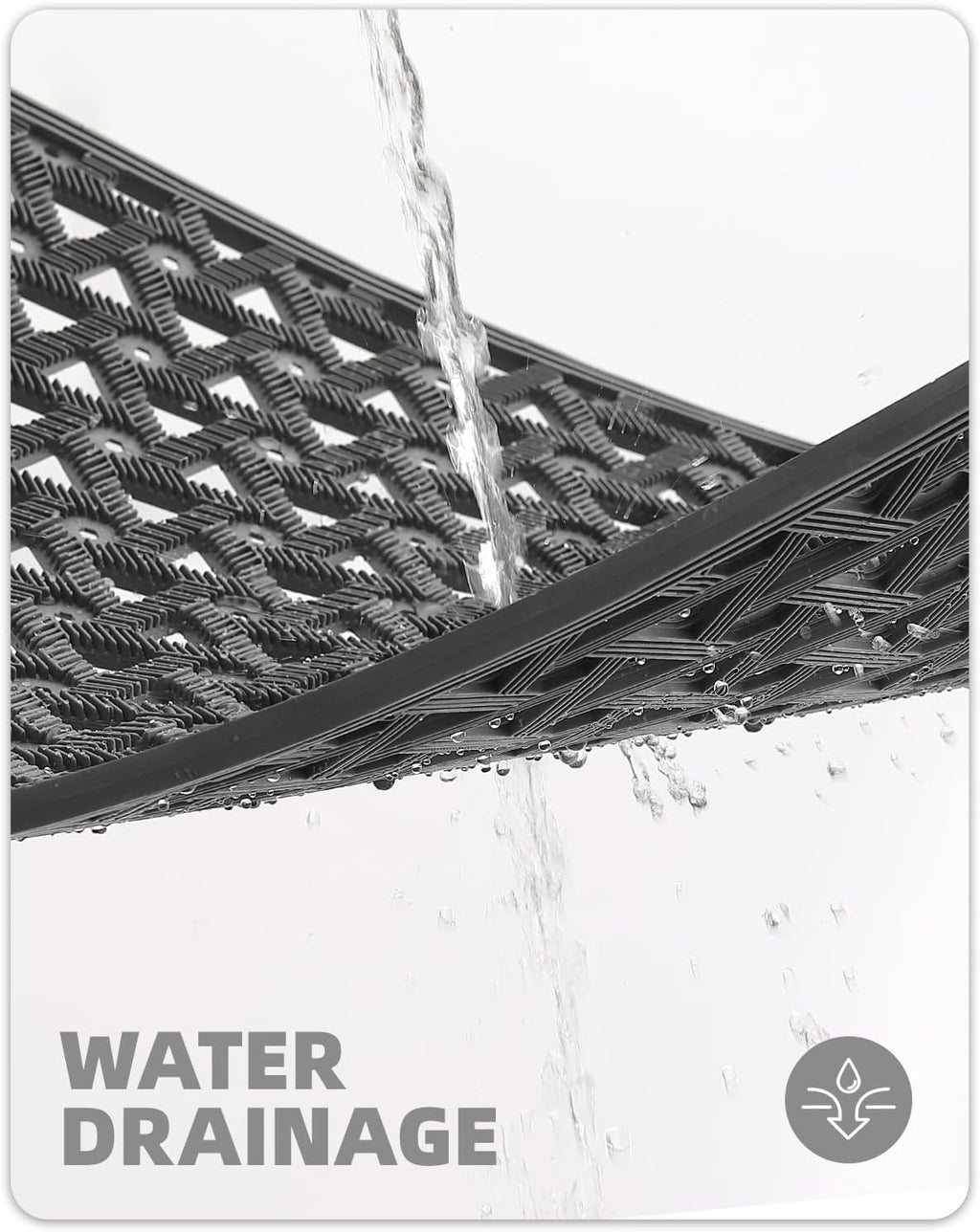 Color&Geometry Door Mat Outside Entrance with Drainage, Rubber Heavy Duty Dirt Trapper Waterproof Outdoor Welcome Mat, Outdoor Mats All Weather for Front Back Door Patio Entryway Entry,19"X30" Grey