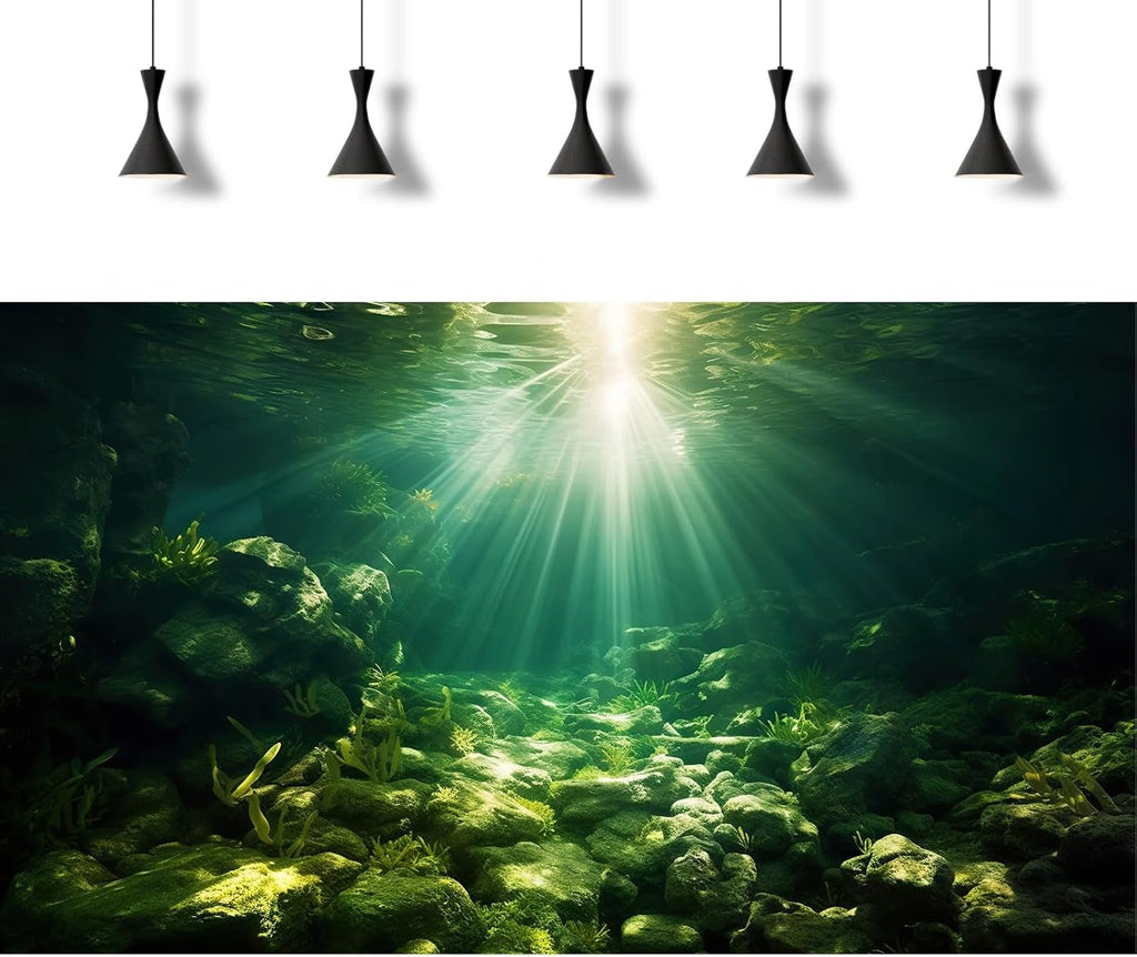 Underwater Sunray Aquarium Background Deep Ocean Rock Cave Fish Tank Background Under The Sea Coral Reef Aquarium Backgrounds Ocean Floor Tropical Fish Terrarium Backgrounds 72x16in