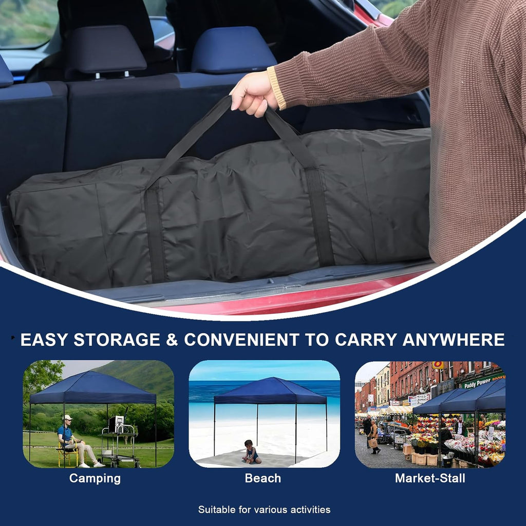 10x10 Pop Up Canopy Tent Outdoor Canopy Tent with Sand Bags Instant for Camping Beach Parties Backyard (Navy Blue)