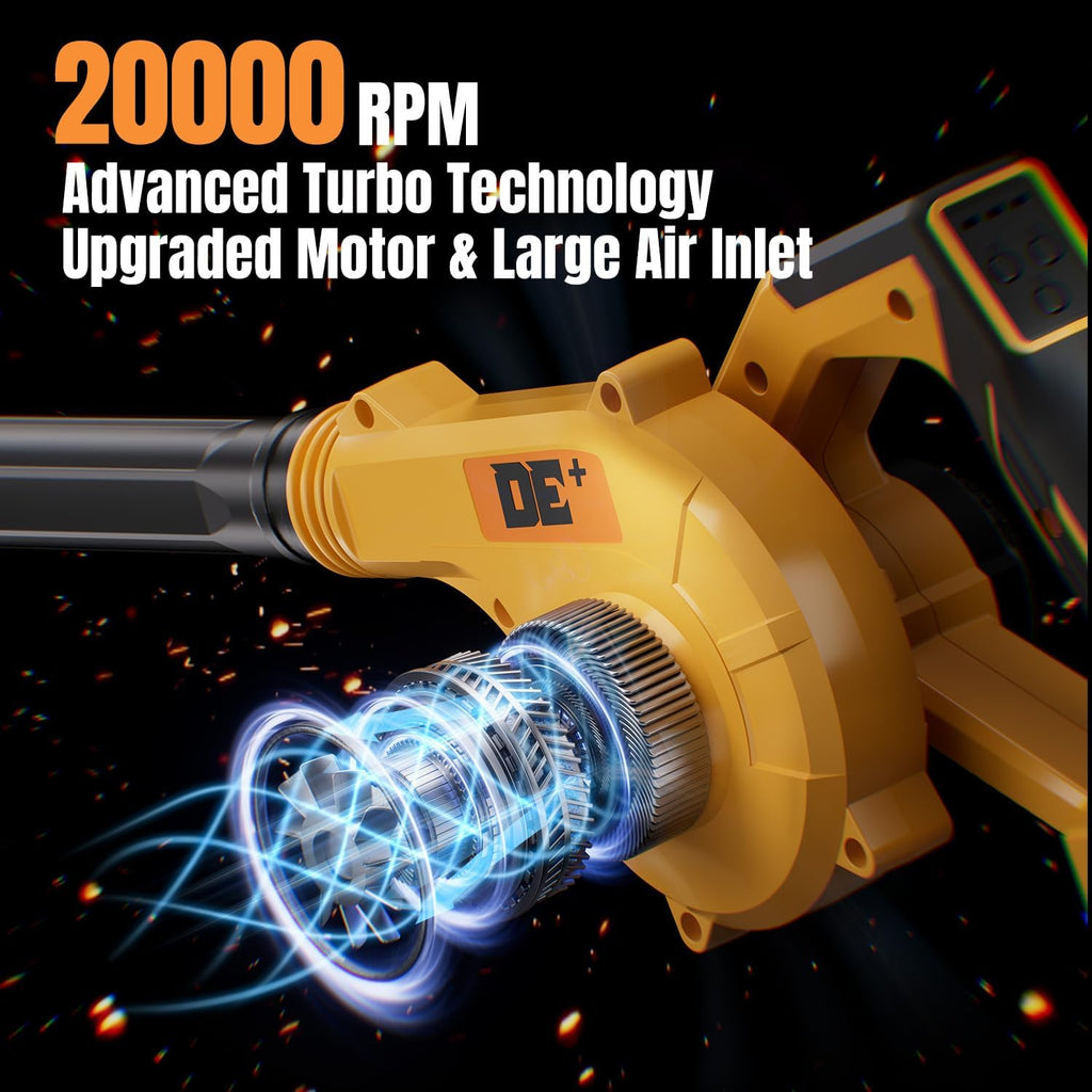 DeForce Electric Leaf Blower Cordless for Dewalt 20v Max Battery, 4 in 1 Blower, 3 Speed Modes, 190 MPH, Battery Powered Leaf Blower w/Extended Tube for Leaves, Lawn Care, Patio, Dust(Bare Tool Only)