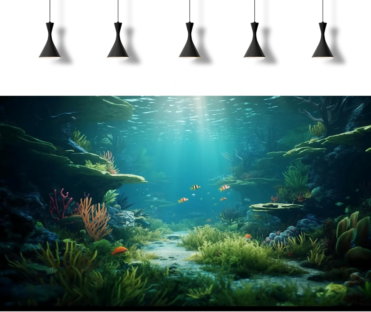 Ocean Floor Fish Tank Background Under The Sea Coral Reef Aquarium Background Underwater Aquatic Plants Corals Rock Cave Terrarium Backgrounds Tropical Fish Ocean Aquarium Backgrounds Decors 60x24in