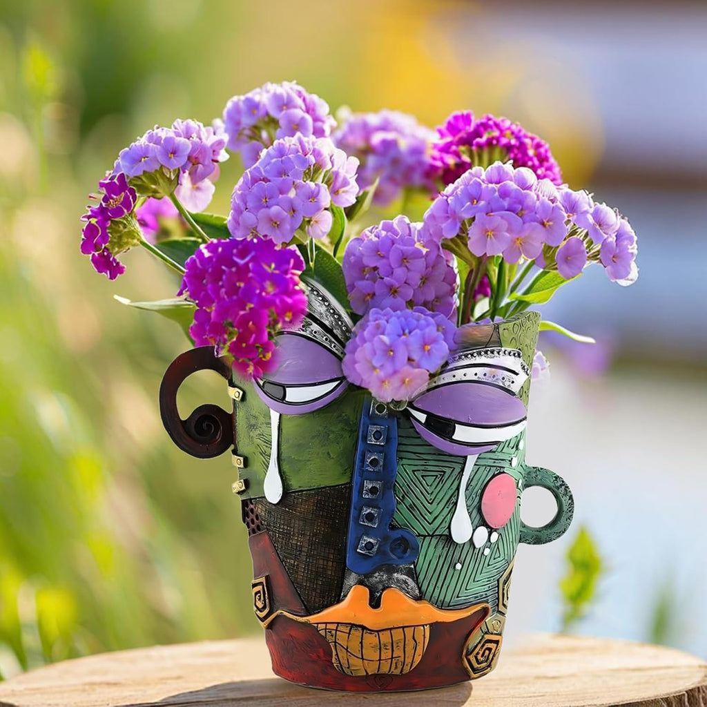 Brutalist Abstract Face Planters Pots, Unique Abstract Flower Pot Head Planter Pot Ornaments Resin Picasso Tears Flowerpot with Drainage Hole for Indoor and Outdoor Plants Home Decor (Tears)