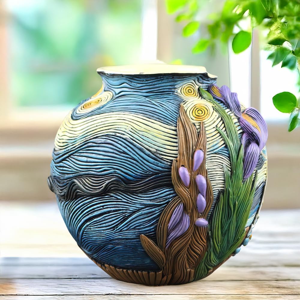 TOZLU Picasso Brutalist Abstract Beauty Face Flower Pot Ornaments Abstract Face Flower Pots Abstract Head Planter Pots Container Colorful Face Art Abstract Resin Flower Pot (Starry Night Flower Pot)