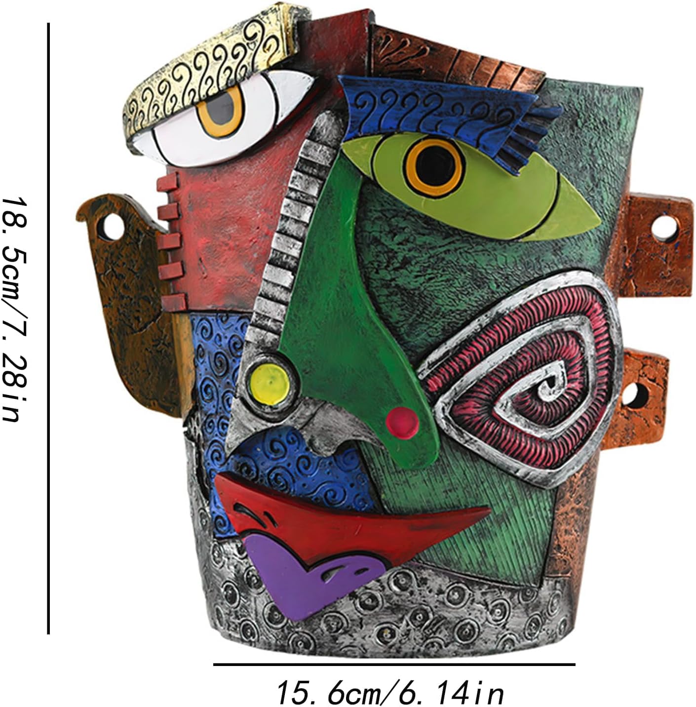 TOZLU Art Abstract Face Planters Pots Head,Unique Fun Abstract Face Flower Pot Ornaments Head Planter Pots Container Colorful Resin Flower Pot for Home and Garden Decor(Picasso Abstract Flowerpot)
