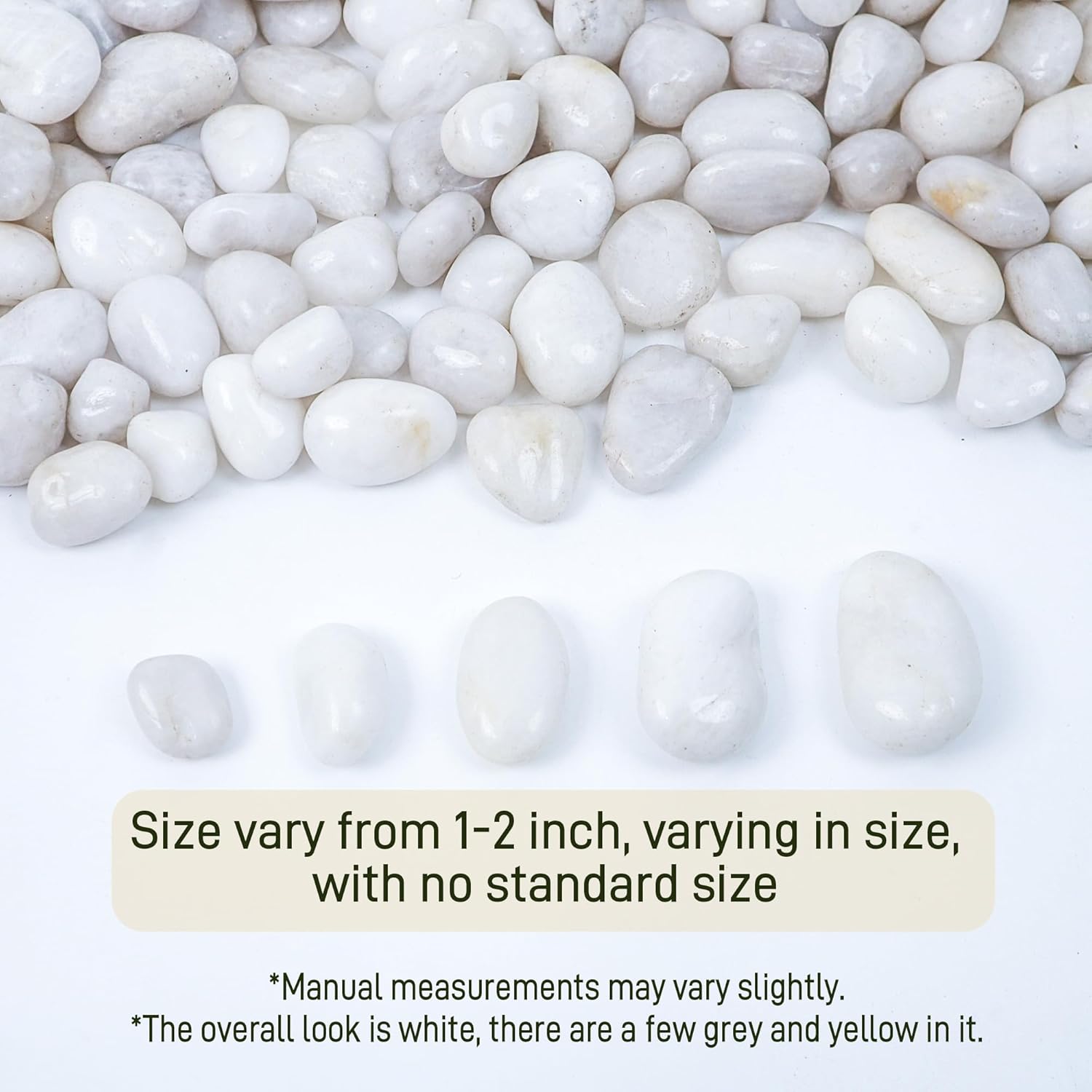 45lbs White River Rocks, 1-2 Inch Natural Pebbles for Indoor Plants, Polished Pebbles for Garden Landscaping Aquariums Vase Fillers and Outdoor Decorative Stones