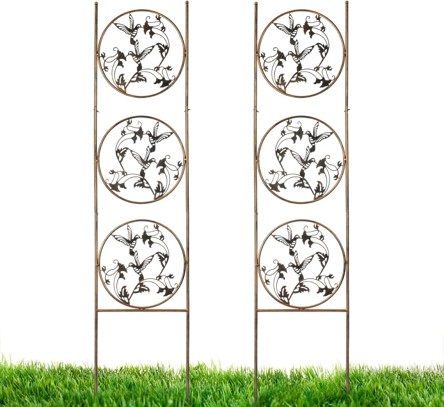 Set of 2 Hummingbird Metal Garden Trellis for Climbing Plants, Decorative Vegetables Flowers Vine Trellis for Outdoor Patio 55'' H x 12.4'' W
