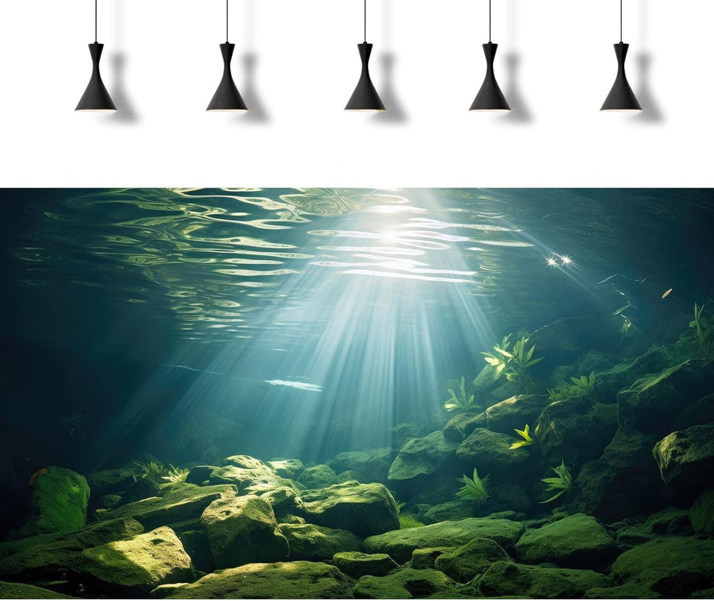Under The Sea Aquarium Background Aquatic Plants Deep Sea Fish Tank Background Underwater Sunray Rock Terrarium Backgrounds Deep Ocean Floor Tropical Fish Tank Backgrounds 72x16in