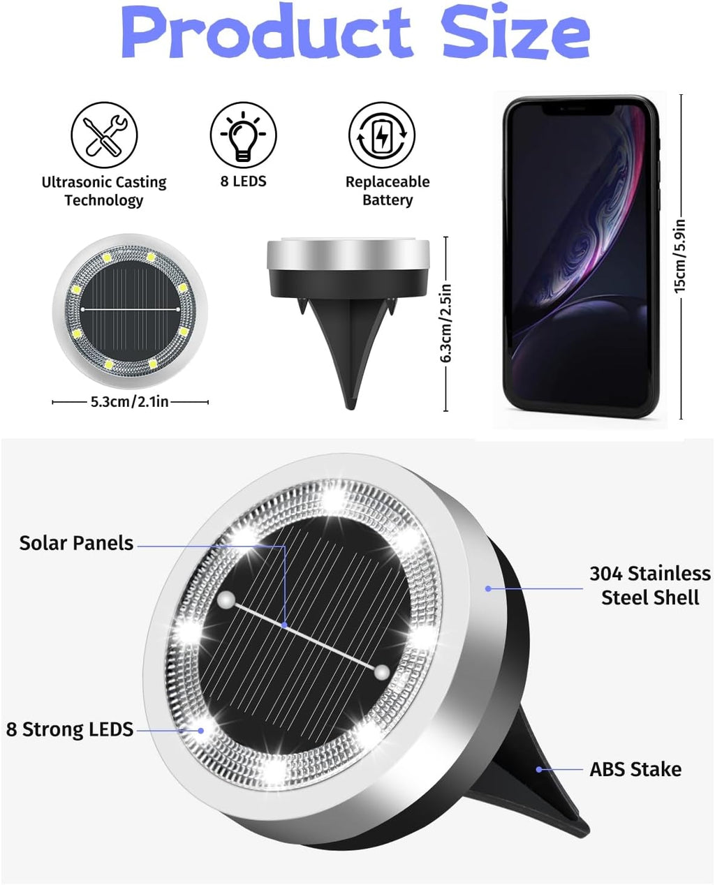 Mini Solar Ground Lights Outdoor 32 Pack Waterproof Upgraded Anti-Rust Solar Flat Garden Lights Stainless Steel Solor Powered Disc Landscape Light for Pathway Walkway Yard Lawn Patio-Cool White