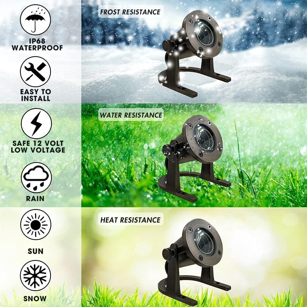 Underwater Light 172 - Solid Brass Underwater Pond Lights LED Submersible Waterfall Pool Pond Fountain Lighting Long Lasting IP 68 Waterproof Lighting with Connectors (No Bulb)