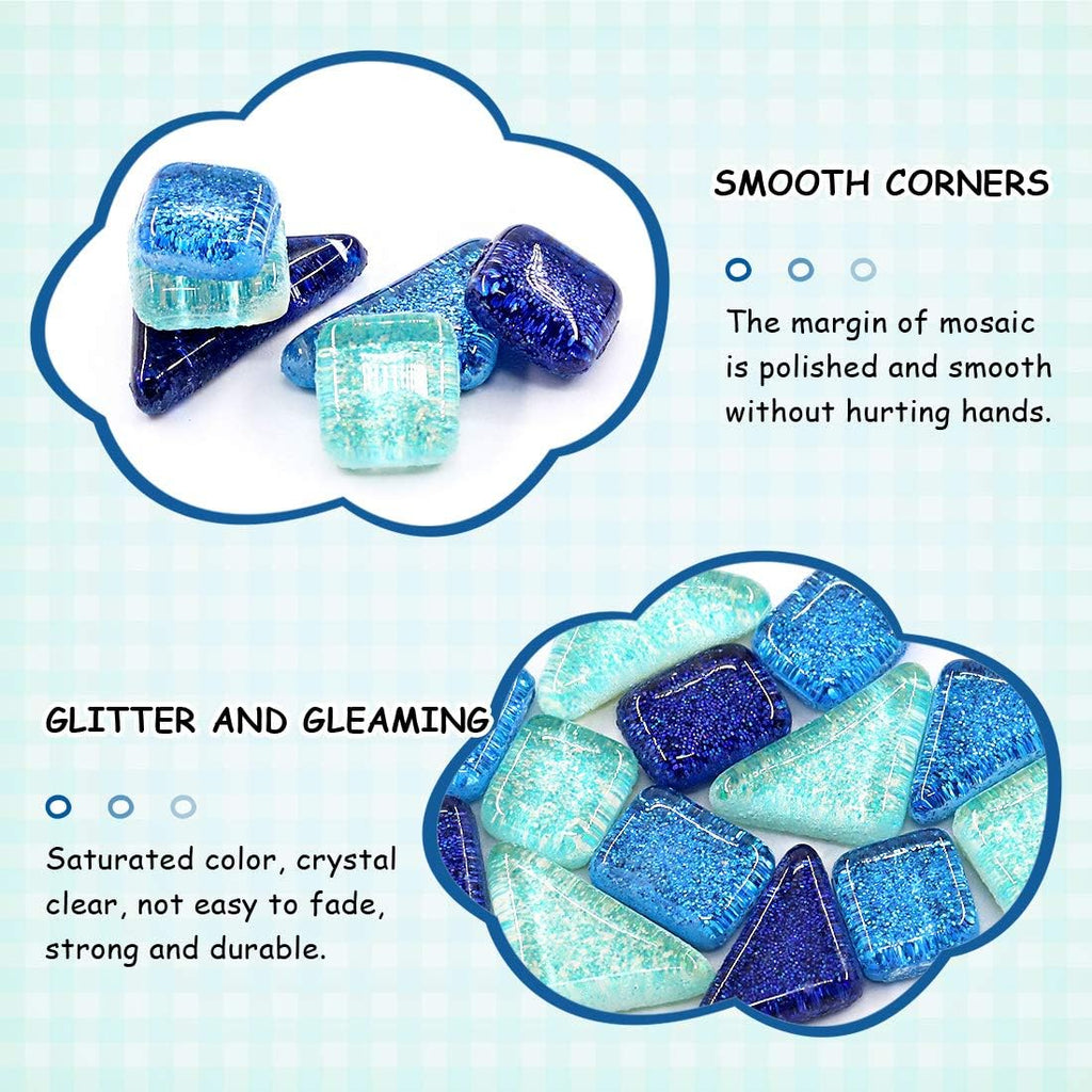 Swpeet 1Ib Glass Mosaic Tiles Pieces Stained Glass for Crafts, Mixed Colors and Patterns (Mosaic Tiles E)