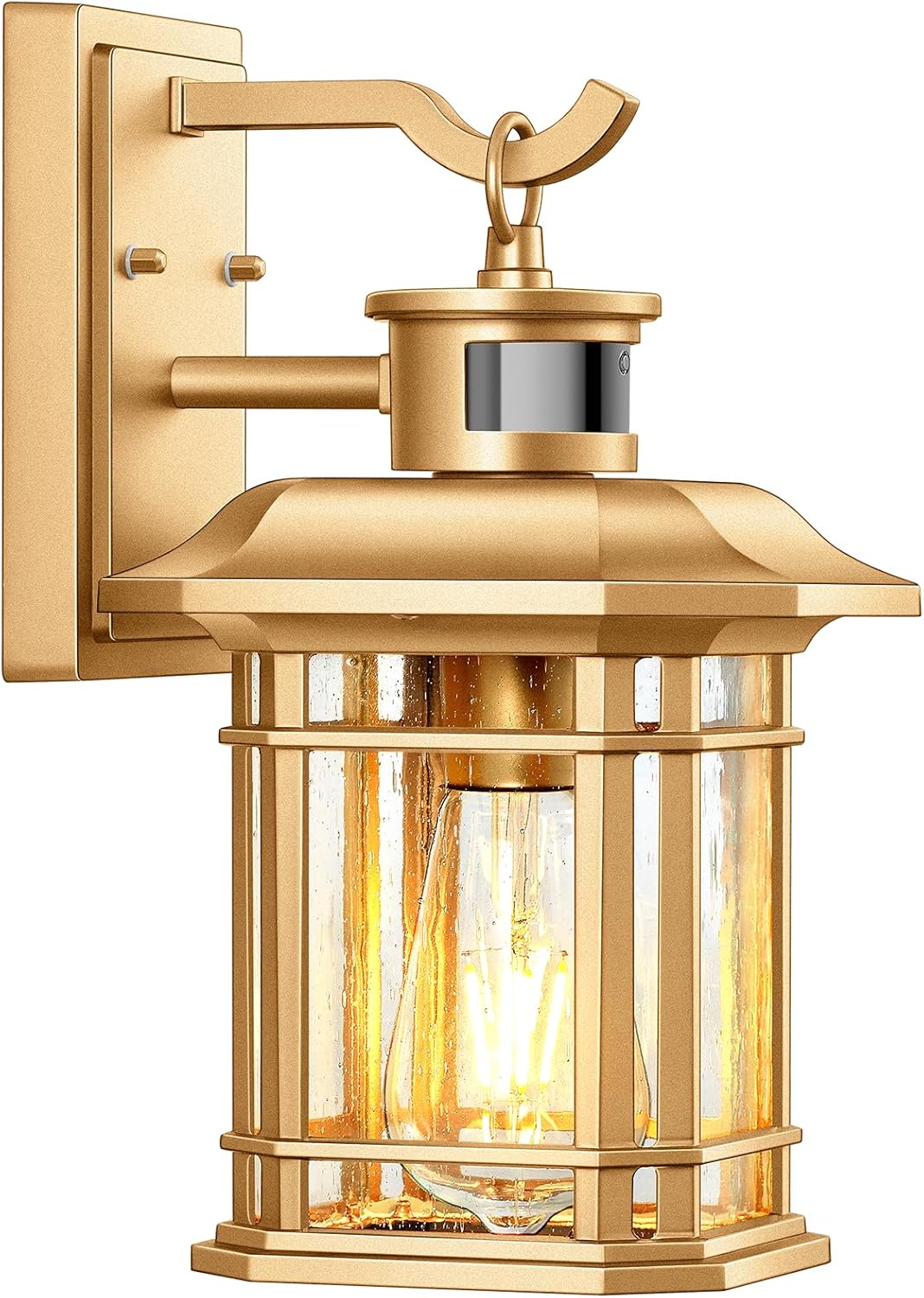 VIANIS Motion Sensor Porch Light, Gold Outdoor Light Fixture Dusk to Dawn, Outdoor Motion Sensor Light Wall Mount, Waterproof, Weather Resistant Carriage Lantern for House, Garage, Front Door