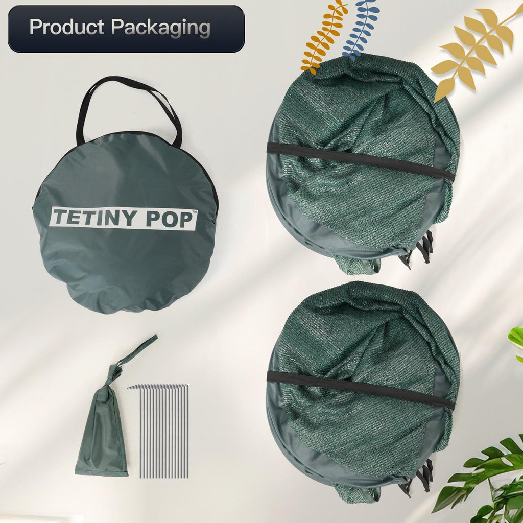 2pack Pop up Plant Sunshade Cloth,Plant Sun Shade Net for Flower UV Resistant Pest Guard Cover for Outdoor Gardens Sunblock Shade Cover with Carry Bag and 16 Stakes (Green)