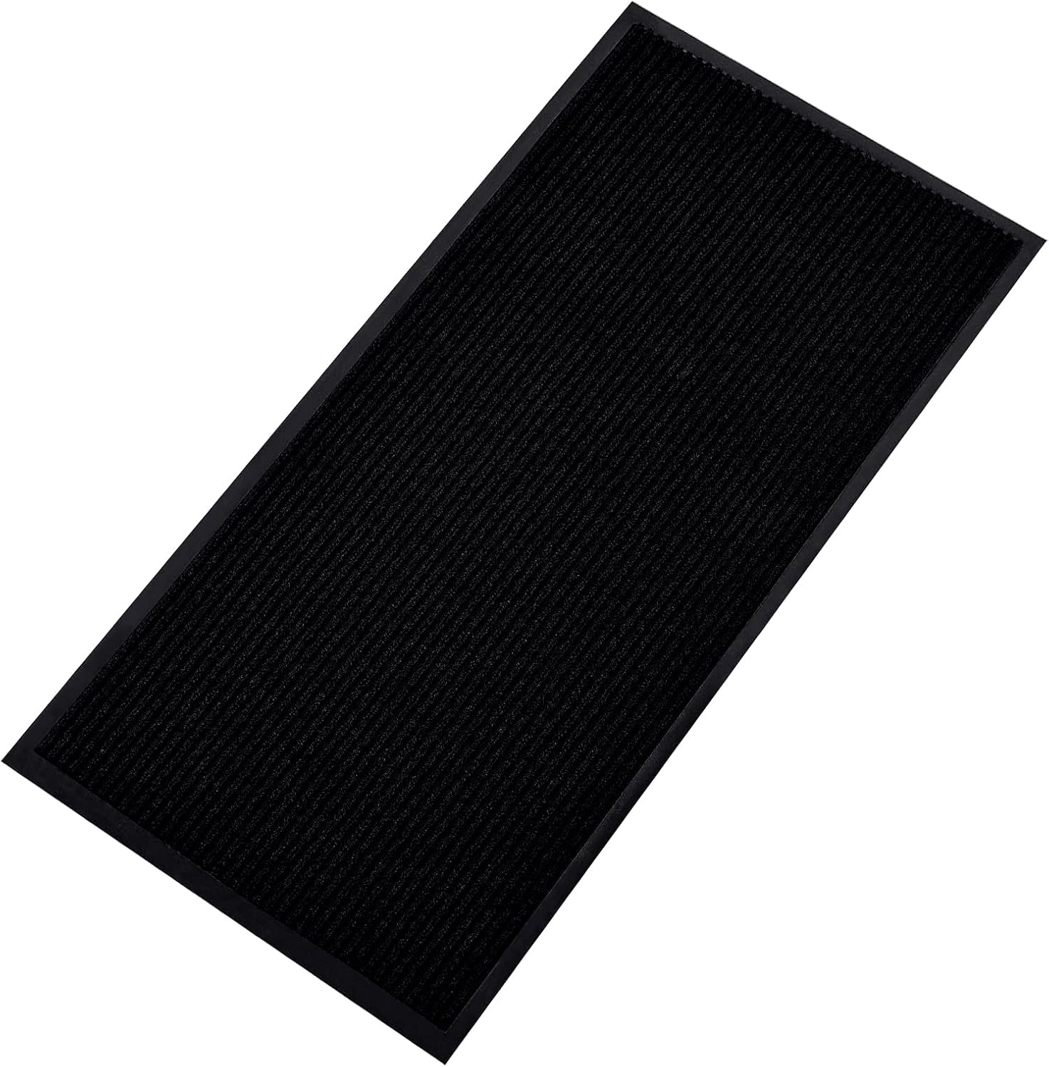 fani Heavy Duty Large Outdoor Indoor Entrance Black Doormat Waterproof Low Profile Entrance Rug Front Door Mat Patio Anti-Skid Rubber Back, 48x96 inch (Jet Black)