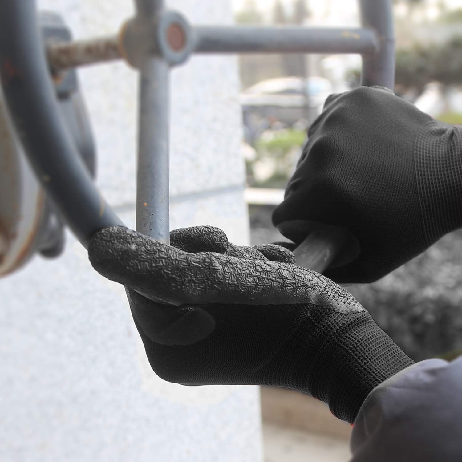 Evridwear Crinkle Latex Rubber Hand Coated Safety Work Gloves for Men Women General Multi Use Construction Warehouse Gardening Assembly Landscaping (XS-Size) 120 Pairs Pack