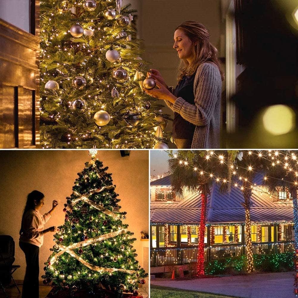 weillsnow 66 FT 200 LED Warm White Christmas Lights,Plug in Waterproof String Lights,8 Lighting Modes with Memory for Outdoor Indoor Garden Tree Christmas Party Decorations(Warm White)