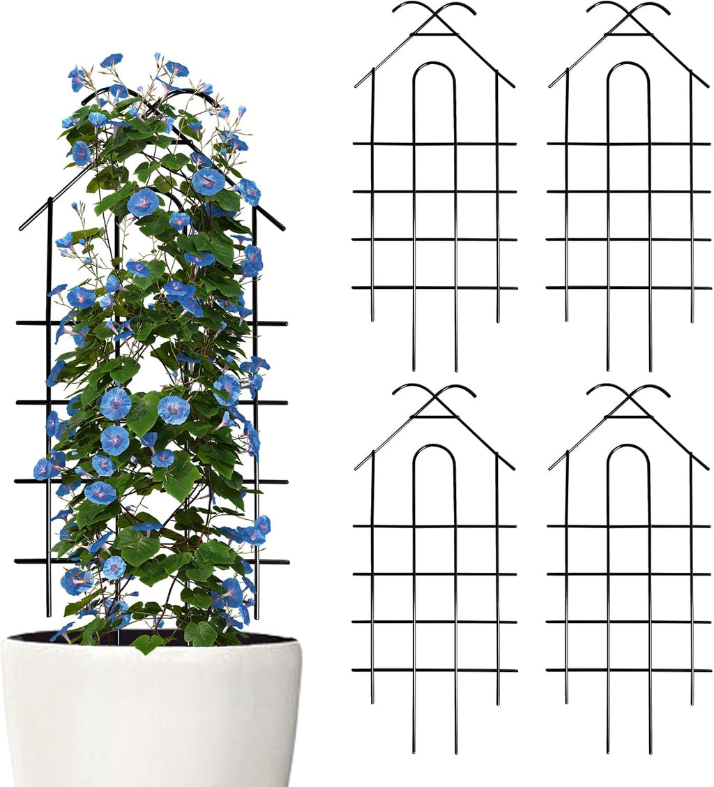 ARIFARO 40'' Metal Garden Trellis Indoor/Outdoor Sturdy Plant Trellis for Potted Plants,House Plants, Climbing Vines, Pack of 4, Black