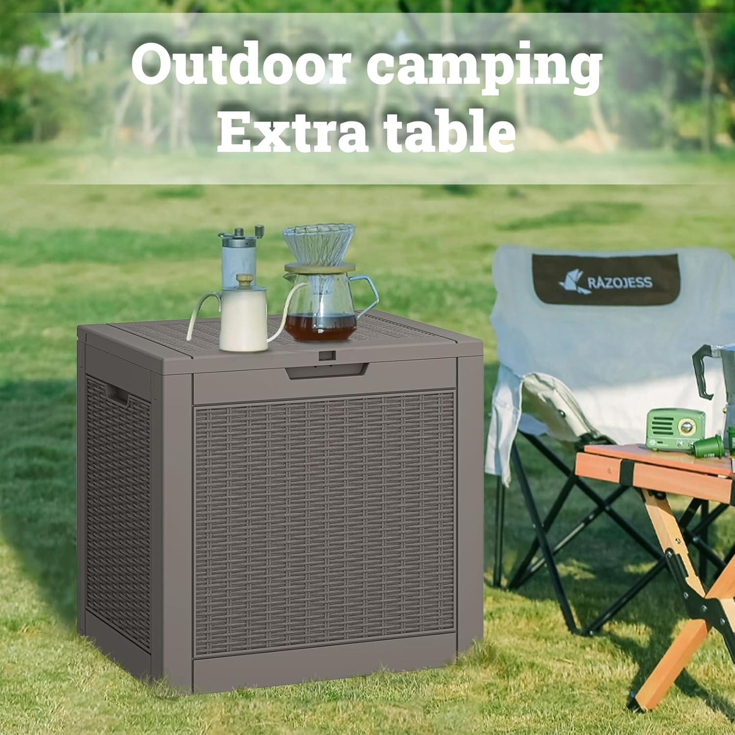 NUNU LAB 31 Gallon Outdoor Storage Box Waterproof,Indoor Outside Deck Boxes,Backyard Storage Bin For Package Delivery,Garden Tools,Patio Cushions,Pool Accessories,Storage Bench Lockable Lid