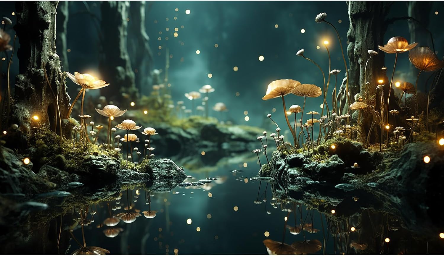 Fantasy Aquarium Background Rock Flowers Tranquil Water Scene Terrarium Backdrop Fantasy Lights Fish Tank Background Reptile Habitat Backdrop Aquarium Poster Wallpaper Decor Vinyl 72x24in