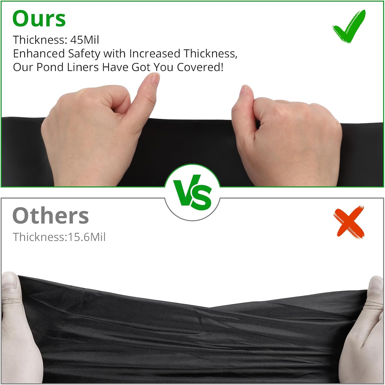 45 Mil EPDM Pond Liner 15x25ft - Fish-Safe Rubber for Outdoor Ponds, Waterfalls, Koi Fish Ponds, Landscaping - Puncture Resistant, UV Proofs, Durable, Flexible Water Barrier