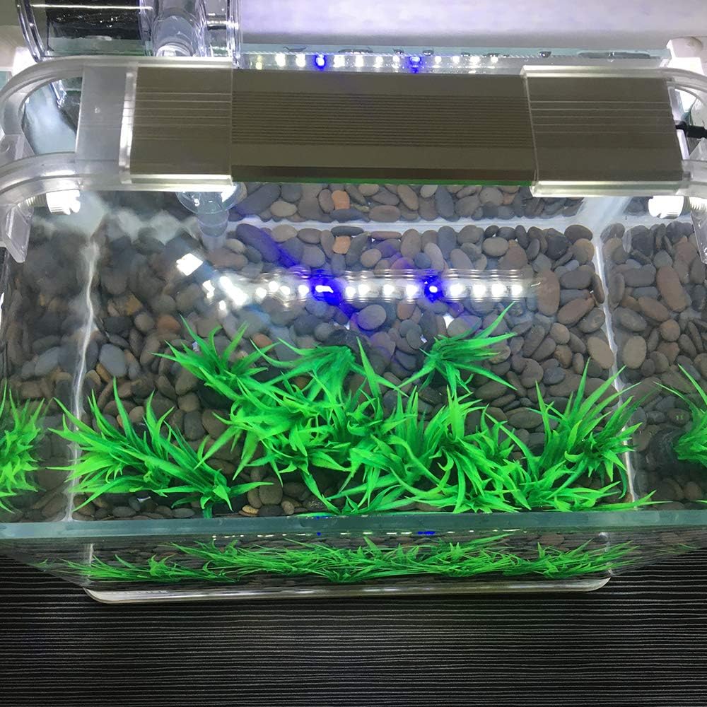 Smoothedo-Pets Aquarium Plant Fish Tank Decoration 20 Pieces Small/1" Tall Plastic Artificial Plant Goldfish Hidden Mini Grass Set (Green-B)