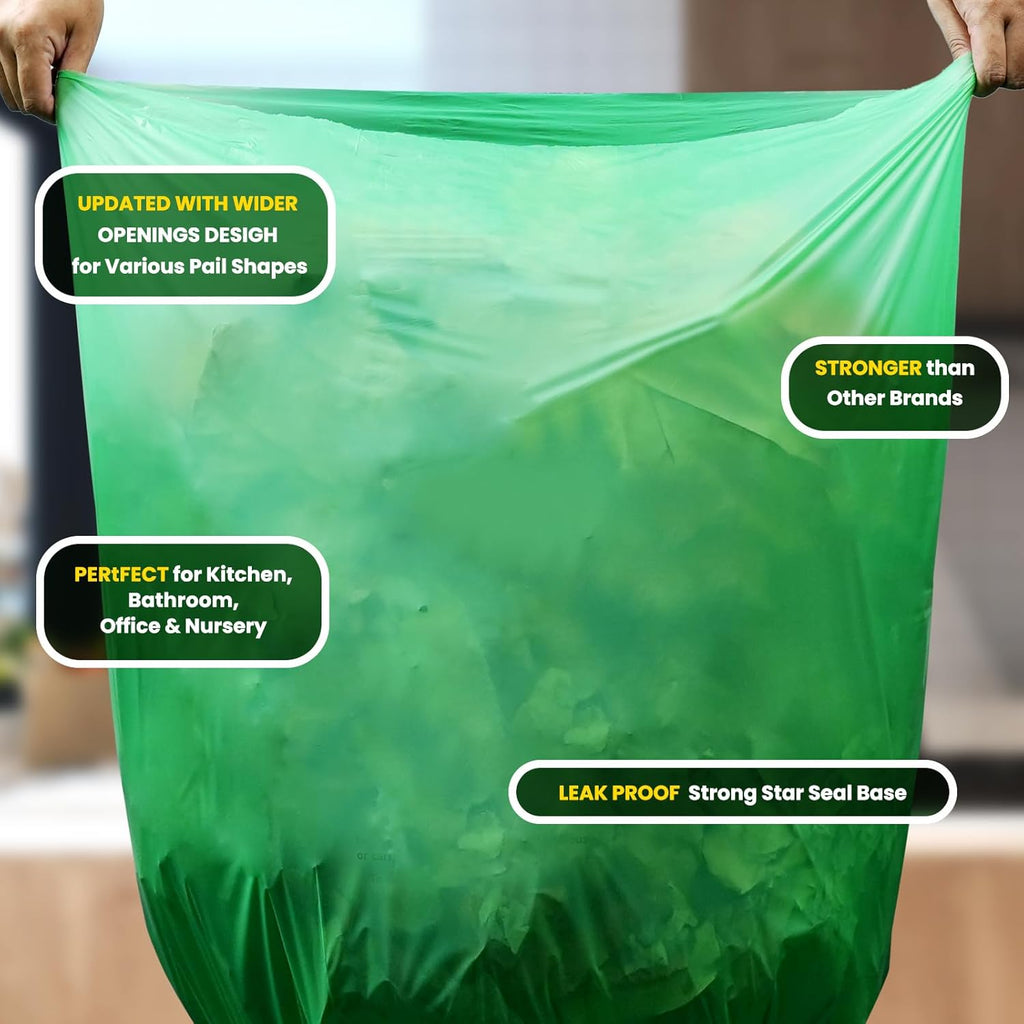 55-60 Gallon Compostable Trash Bags Liners, Heavy Duty Extra Thick 1.57 Mil, 208.2 Liter, 15 Bags, Lawn, Yard, and Restaurant Use, ASTM D6400, US BPI, OK Compost Home Certified