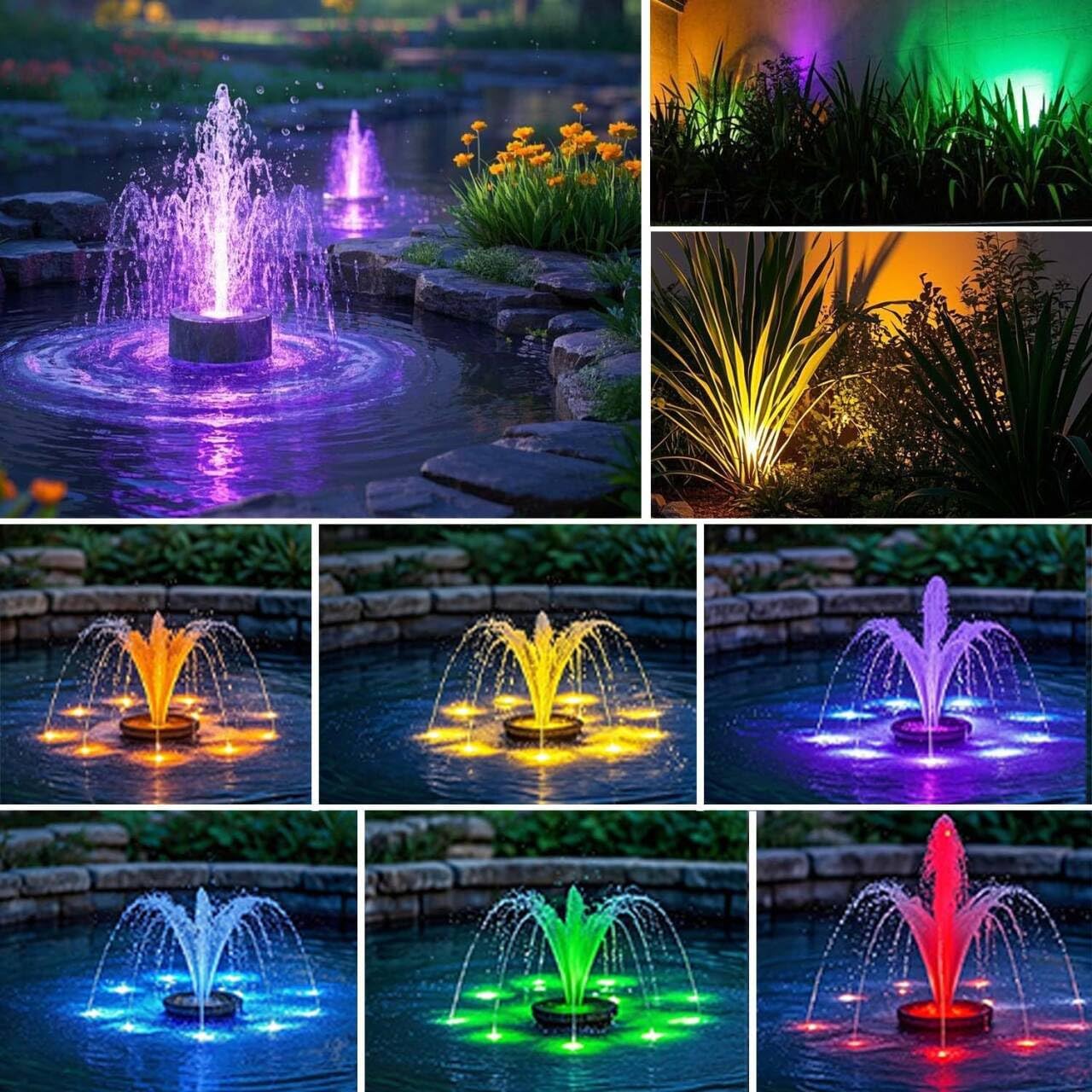 Pond Lights with Timer Color Changing Outdoor Spotlights Underwater Fountain Light Dimmable IP68 Waterproof Submersible LED Landscape Lighting with Spiked Stand (Set of 4)