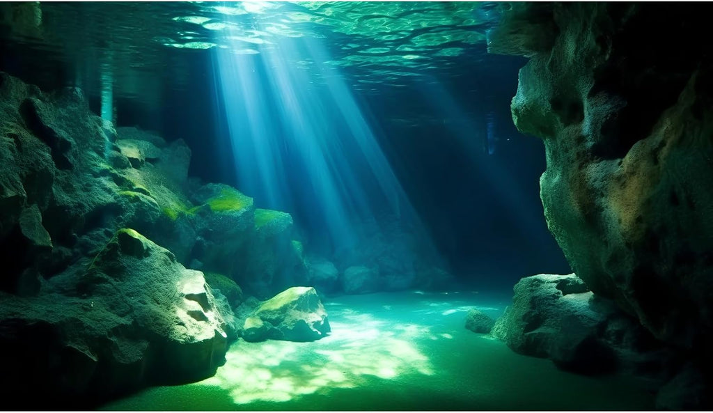 Underwater Fish Tank Background Under The Sea Cave Style Aquarium Background Ocean Floor Cave Sunlight Fish Tank Backdrop Tropical Fish Aquarium Terrarium Backgrounds Decorations 60x24in