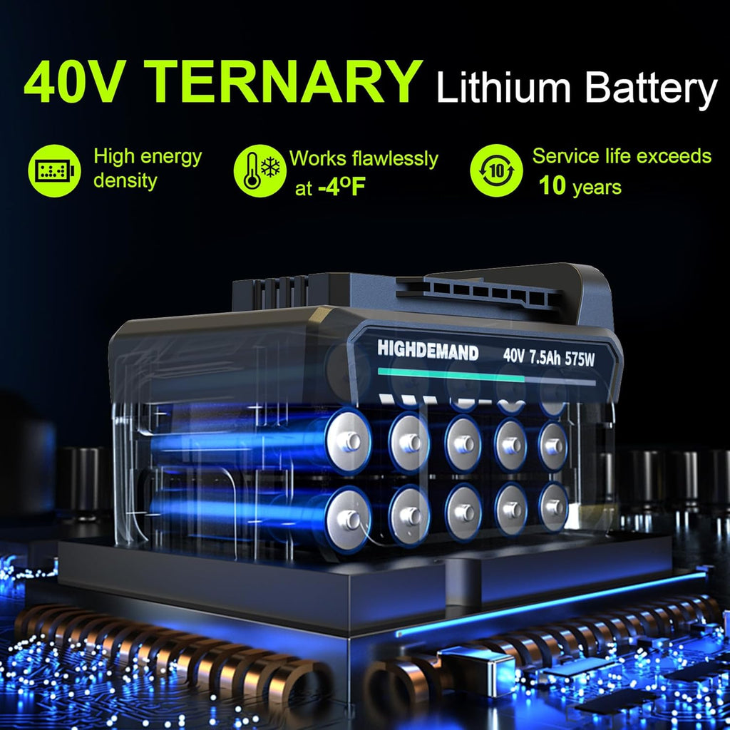 Leaf Blower Cordless with Battery - 40V Powerful Electric Leaf Blower, 600CFM &180MPH and Variable-Speed with 7.5Ah Battery and Charger for Lawn Care, Patio, Dust, Blowing Leaves (Grey)