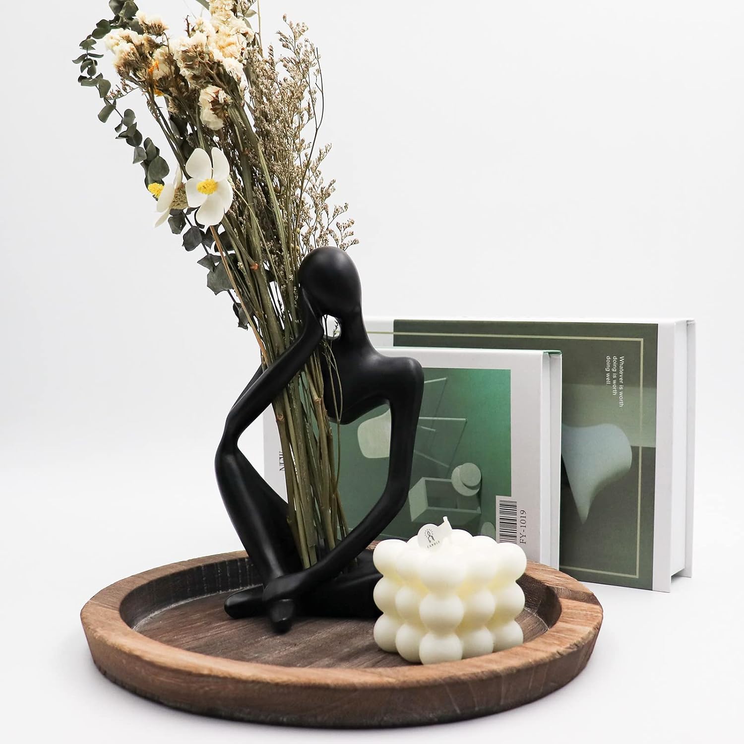Thinker Statues and Sculptures, Resin Thinker Statue Ornaments, Abstract Style Sculptures, Housewarming Gifts, Housewarming Decorations, Living Room Dining Desk Decorations(Black Right, Large)