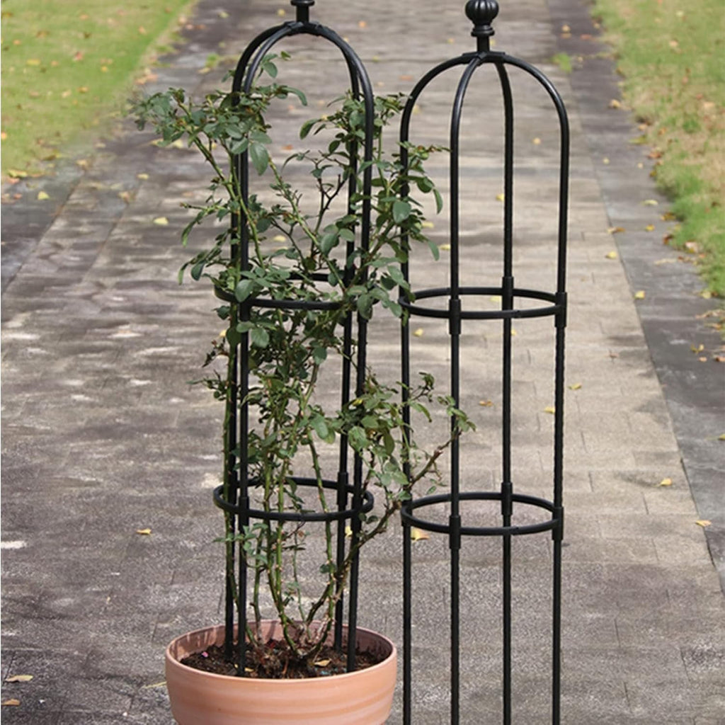Tower Obelisk Garden Trellis, Metal Obelisk Plant Support Gardening Climbing Frame for Outdoor Indoor Climbing Plants, Black (Black, 1.2m / 3.9ft)
