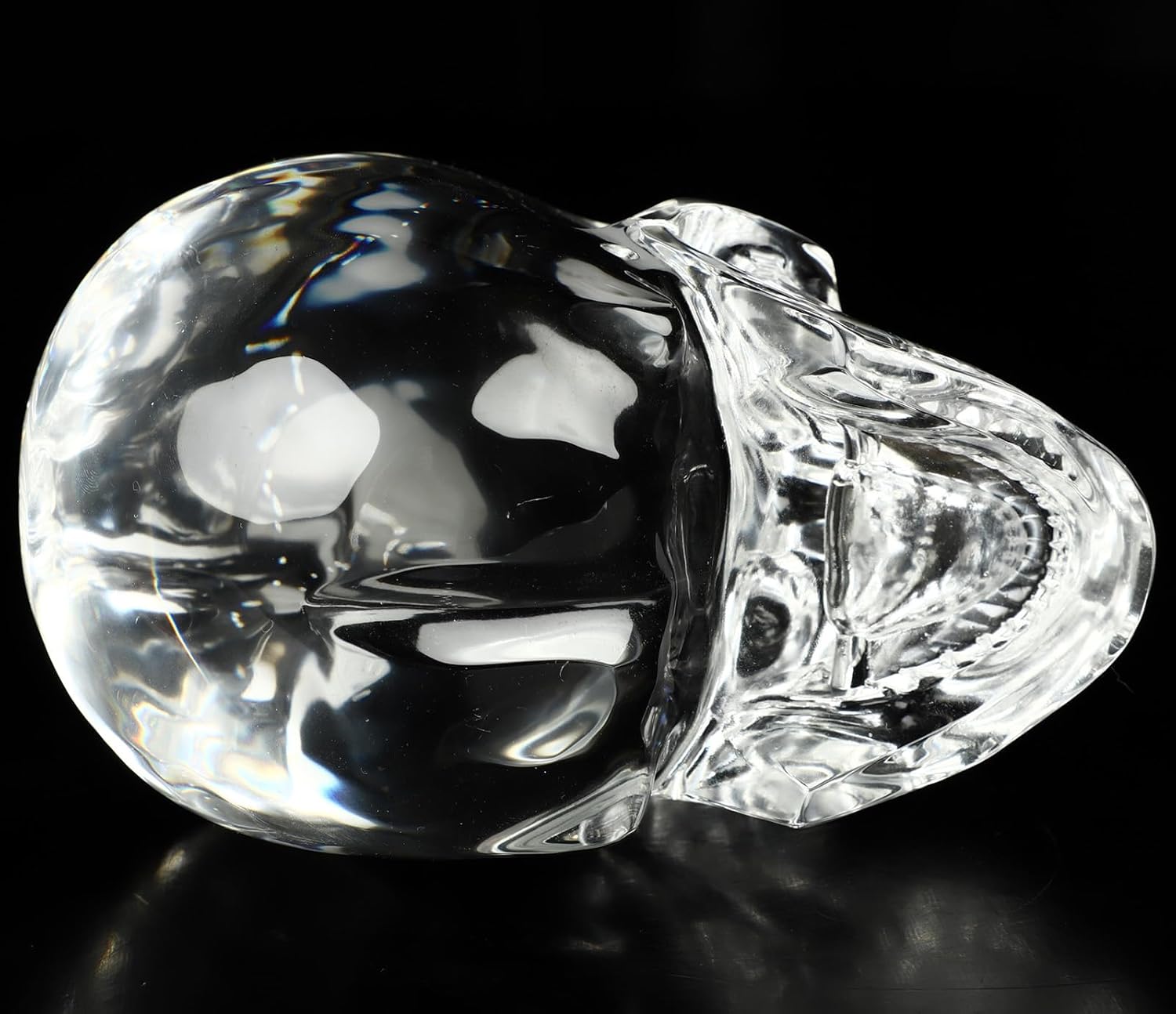 Skullis 5.0" K9 Crystal Skull, Hand Carved Gemstone Fine Art Sculpture, Reiki Healing Stone Statue.2831