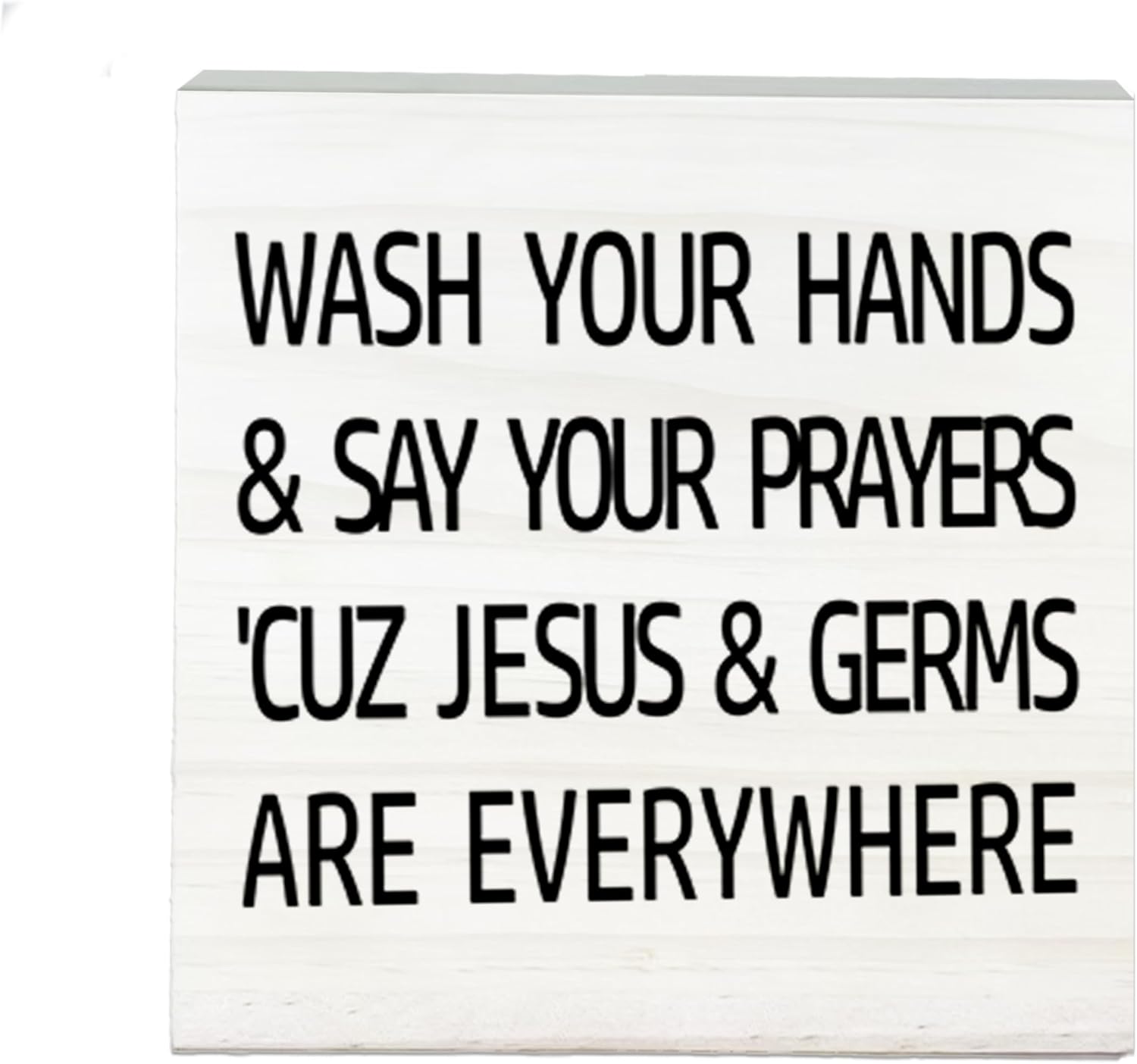 Wash Your Hands And Say Your Prayers Wooden Sign-Funny White Block Plaque Desk Decoration-5x5 inches Rustic Wood Block Gifts For Friends Family Christian-Home Bathroom Tabletop Favors & Supplies-A04