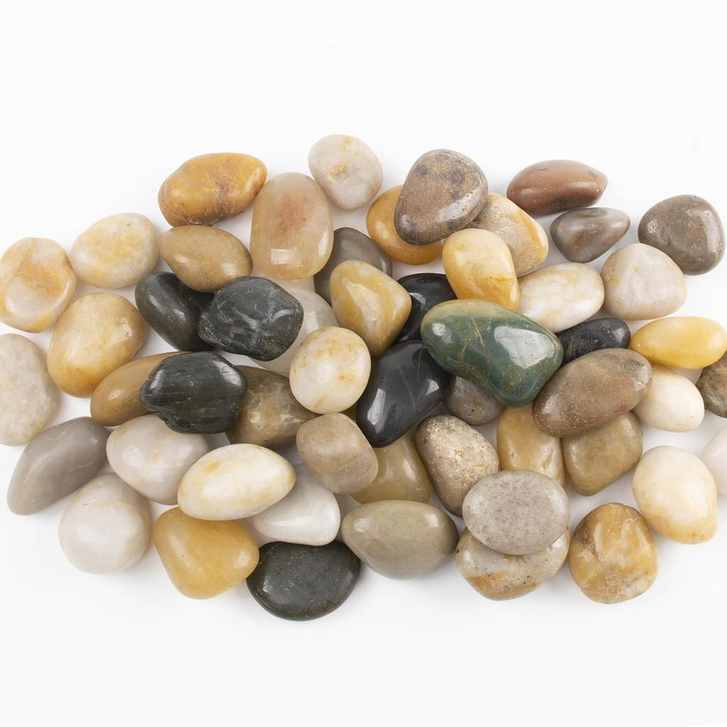 40lbs 0.5-1 Inch River Rocks, Decorative Mixed Pebbles for Garden Landscaping, Indoor Plants, Fish Tanks, Vases, and Succulents – Ideal for Home Decoration and Outdoor Gardens (Mixed, Weight: 40 LB)