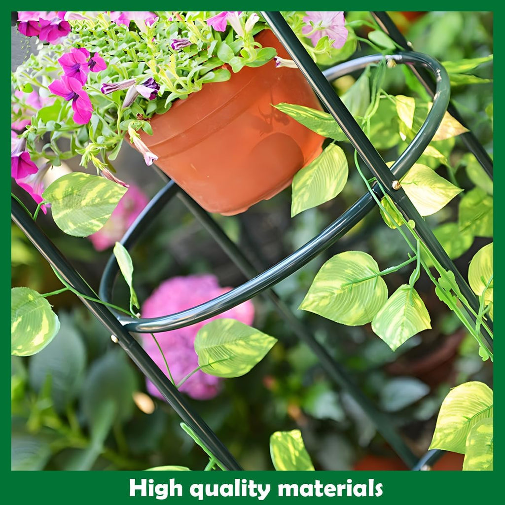 Tower Obelisk Garden Trellis 100% Metal 6.3 Feet Tall Plant Support for Climbing Vines and Flowers Stands,Black Green Lightweight Plant Tower