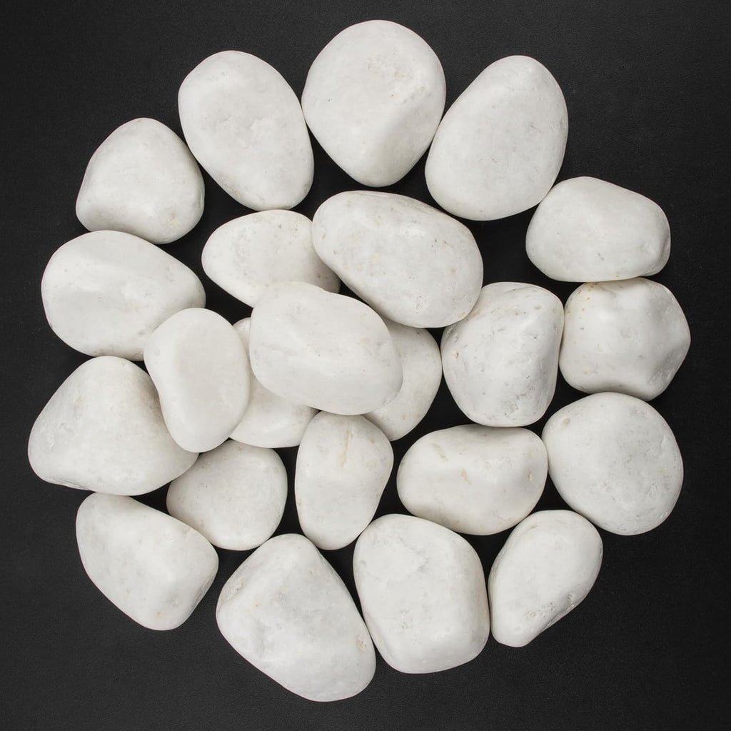 20 lbs White Polished Decorative Stones, 2-3 Inch Polished Rocks, Ideal for Garden Landscaping, Potted Plants, Pathways, Vase Fillers, and Aquarium Decoration(Pure White, Weight: 20 LB)
