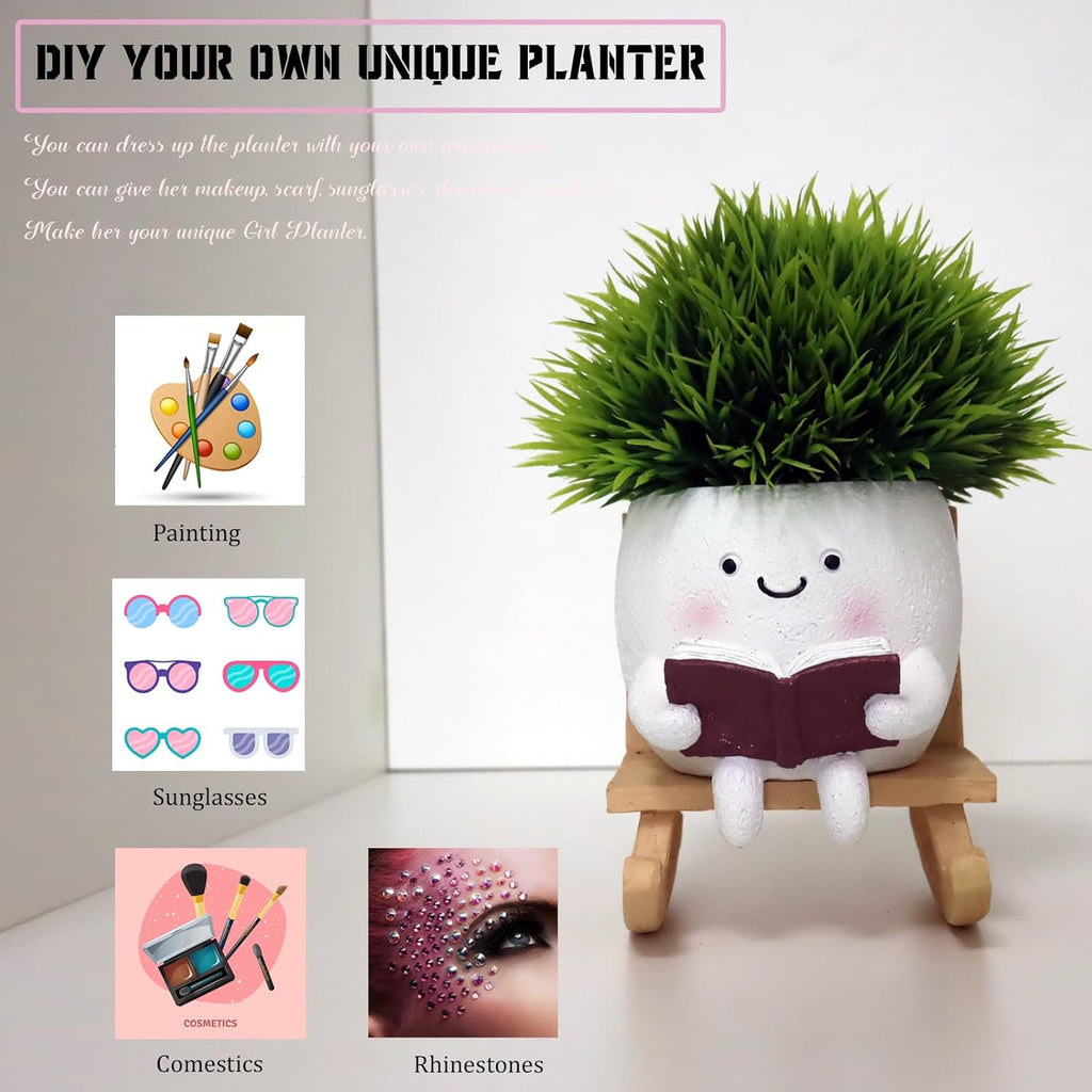 Funny Head Planters Face Pots, Adorable Human Face Flower Planter for Indoor Outdoor Plants, Unique Plant Holder Succulent Cactus Pots