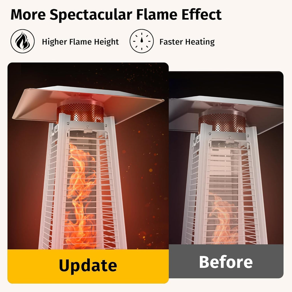 EAST OAK 48,000 BTU Pyramid Patio Heater, Quartz Glass Tube Propane Outdoor Heater with Wheels, Triple Safety Protection, 2025 Upgrade for Home, Backyard & Commercial Spaces, Bronze