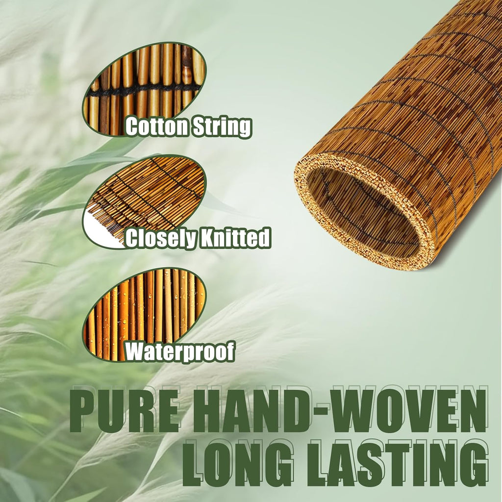 2Pack Bamboo Reed Fencing,4FT X 16.4FT Natural Reed Fence Reed Screen for Balcony Bamboo Reed Fence 4 Feet High for Outdoor Backyard Patio(Brown)