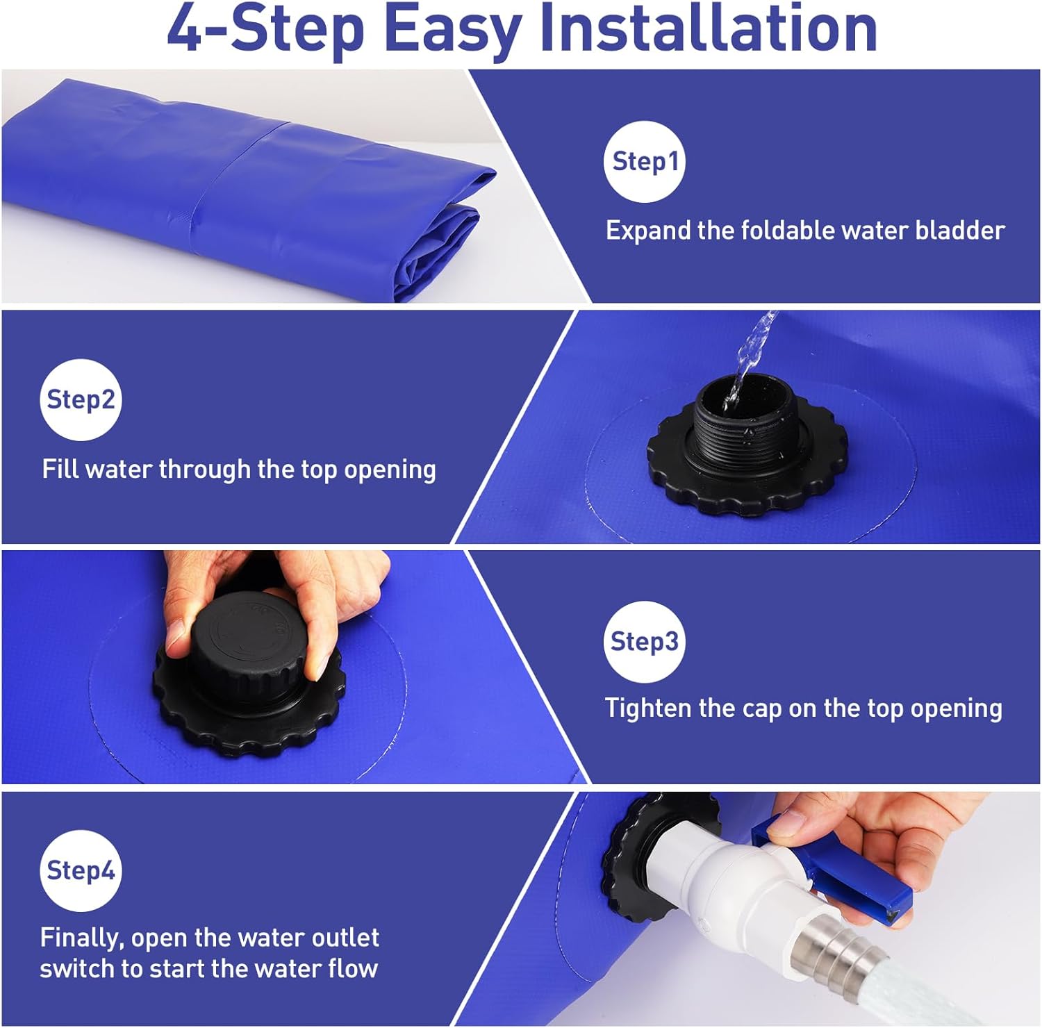 240L/63gal Foldable Water Bladder Storage Container - Large Capacity Soft Water Bag for Drought Resistance, Fire Prevention, and Emergency Water