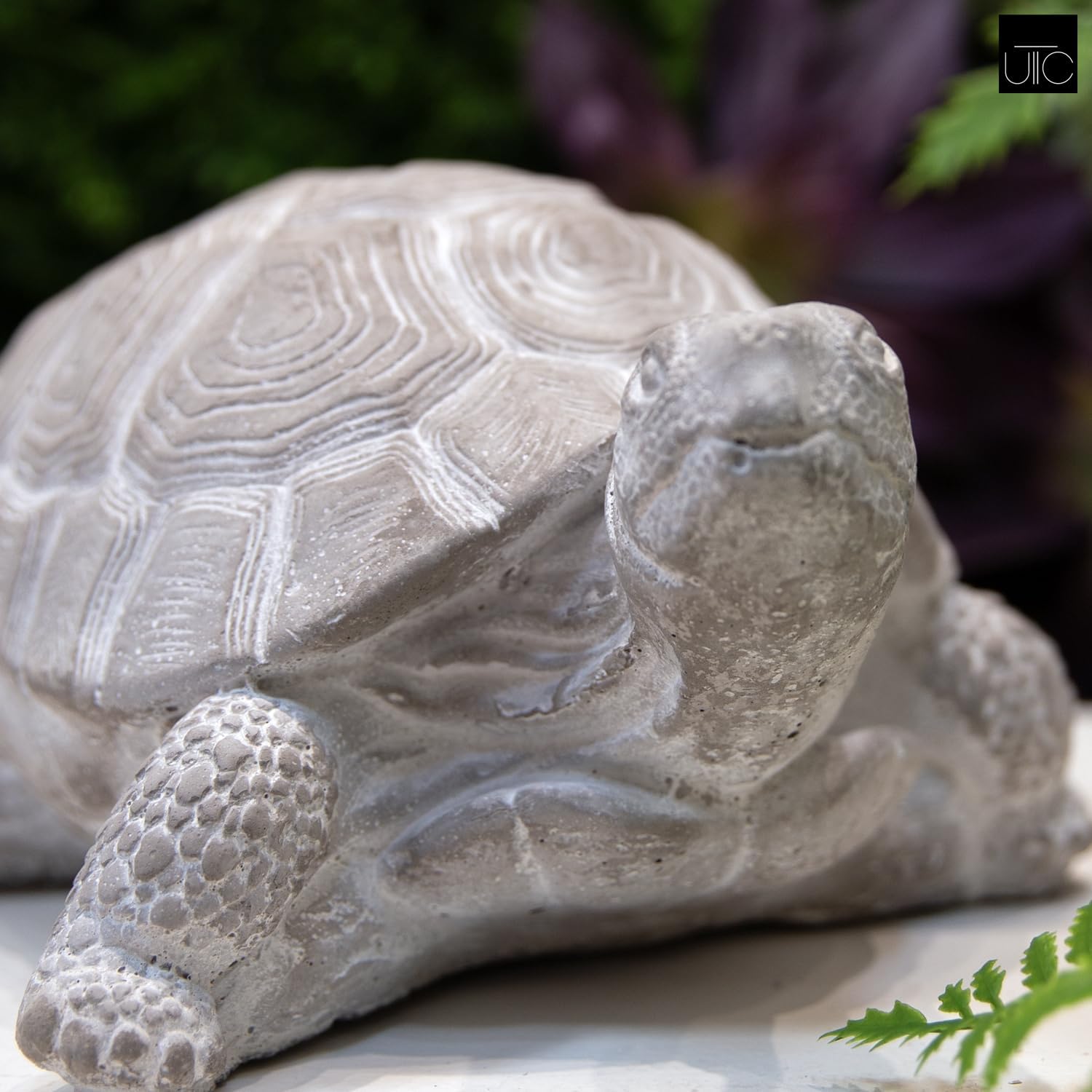 Modern Small Standing Turtle Figurine, Unique Cement Figurines, Handcrafted Decorative Washed Concrete Finish White Sculpture for Home, Garden,Office: 12.50"x9.00"x5.75"H