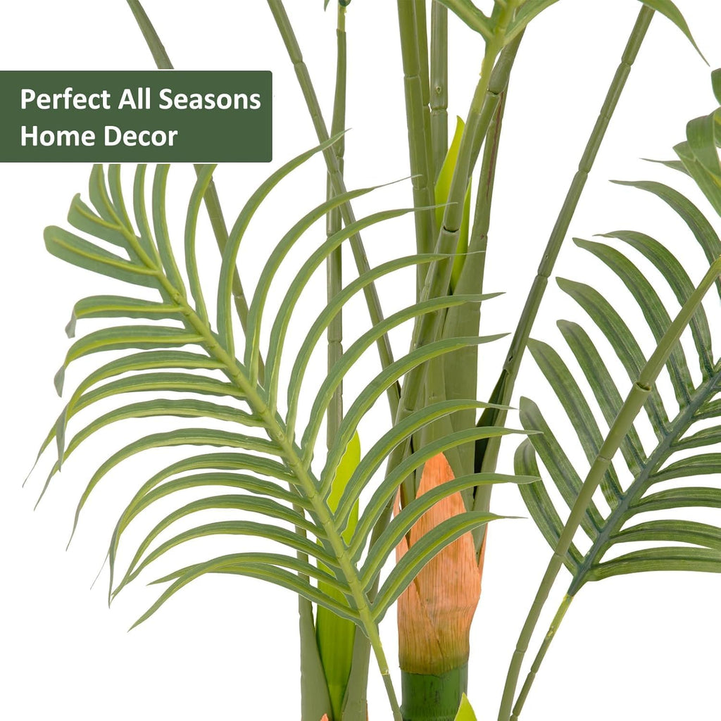 Artificial Fake Palm Tree 6FT 2Pack with White Planter & Free Moss, UV Resistant Artificial Palm Tree for Outdoors, Fake Plants for Poolside Home Room Decor, Faux Plants Outdoor Decor