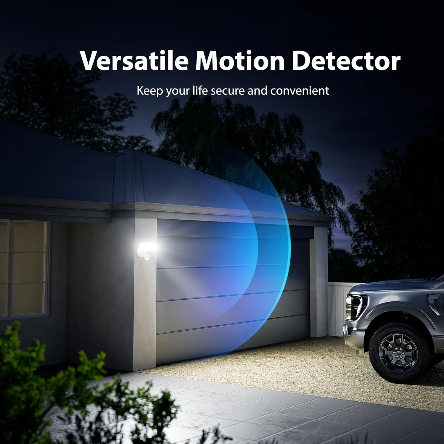 Onforu 65W LED Flood Light Motion Sensor Outdoor, 6500lm Security Light with Three Head, IP65 Waterproof Exterior Floodlight, 6500k Wall Light for Entryways Stairs Yard Garage